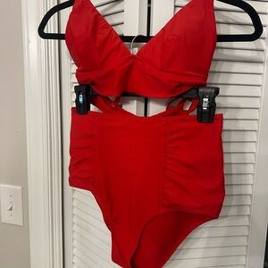 Aerie High-Waisted Red Bikini Set